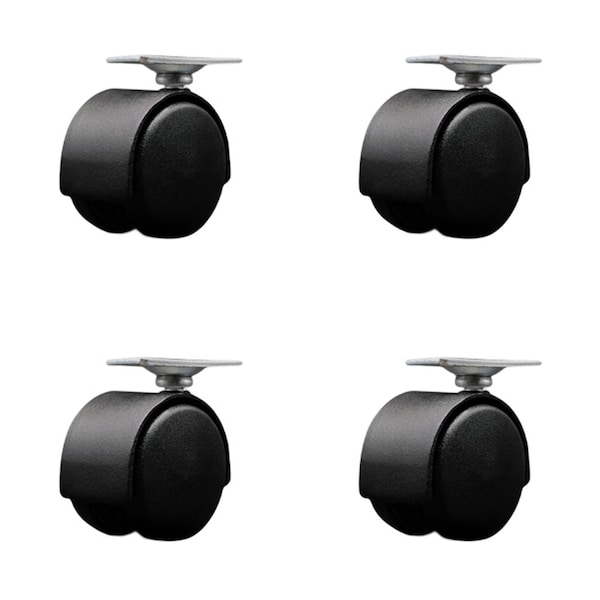 Service Caster 2'' Black Metal Hooded Twin Wheel Caster Nylon Wheels Top Plate , 4PK SCC-TP02S50D-NYS-FB-TP2-4 - main